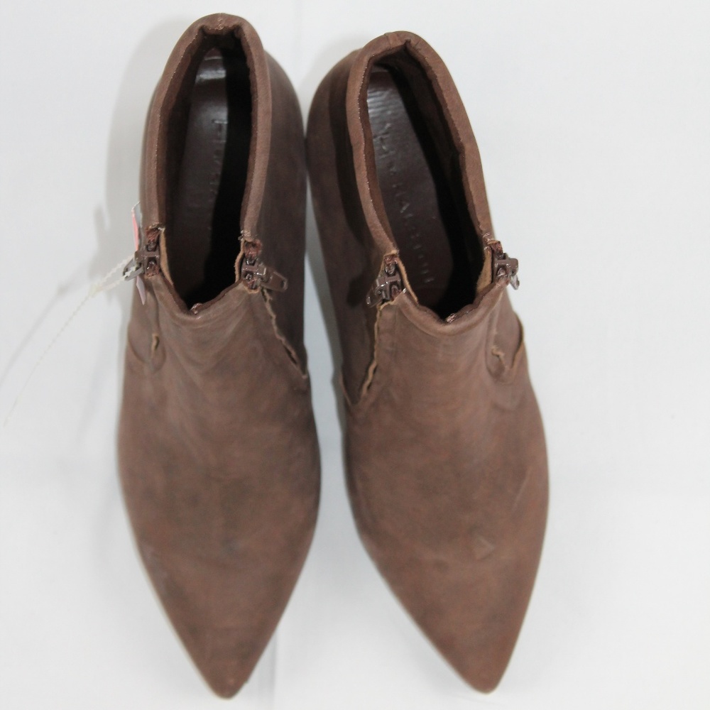 Halston Leather Wedge Ankle Boots 8 Hal Brown NEW - Picture 3 of 6